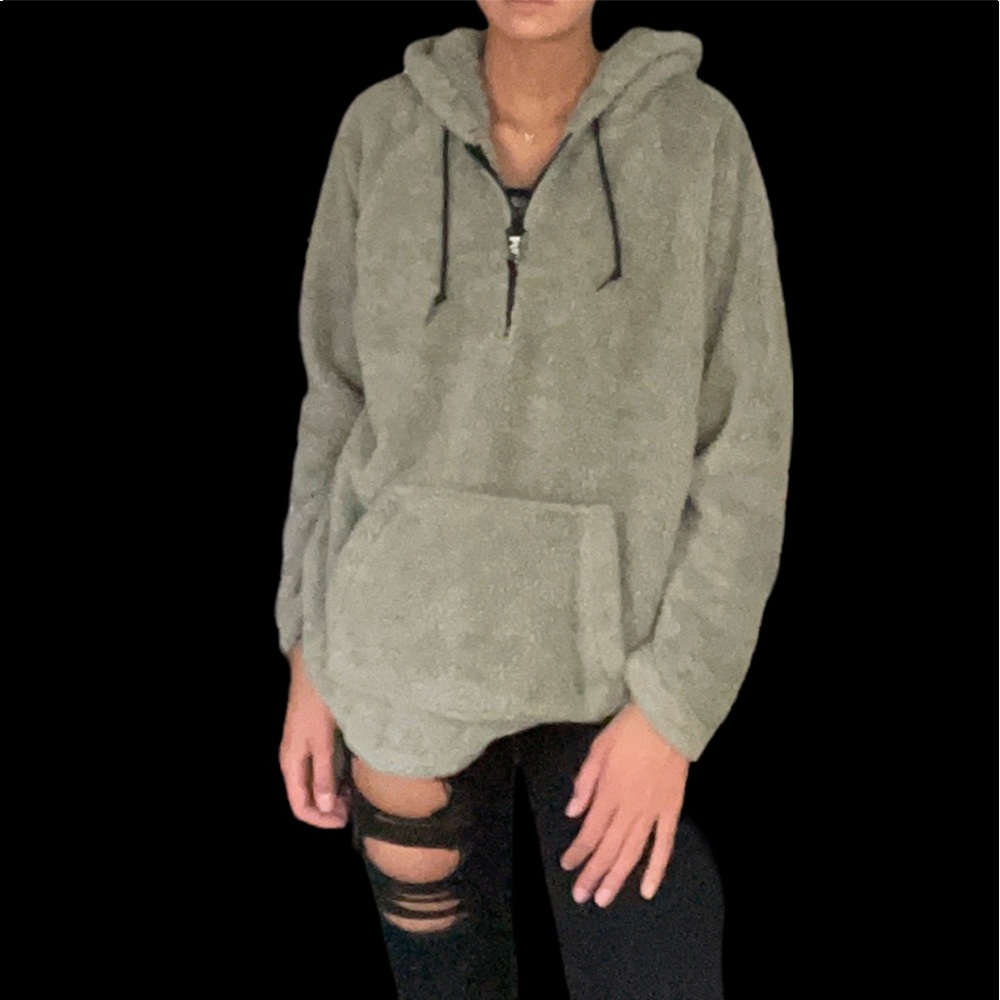 VS PINK fluzzy quarter zip hoodie